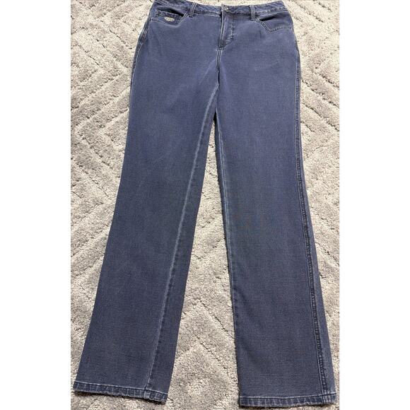 Quacker Factory Dream Jeannes Straight Leg Jeans Embellished Pocket 8 30x31 - Picture 1 of 10